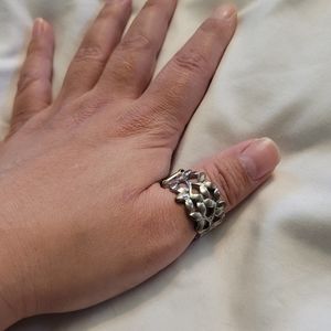Olive Leaf Silver Toned Stretch Ring One Size Fits All Faerie Fairy